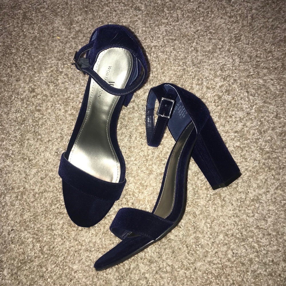 Worthington Blue Velvet Heeled Sandals (W 6.5)